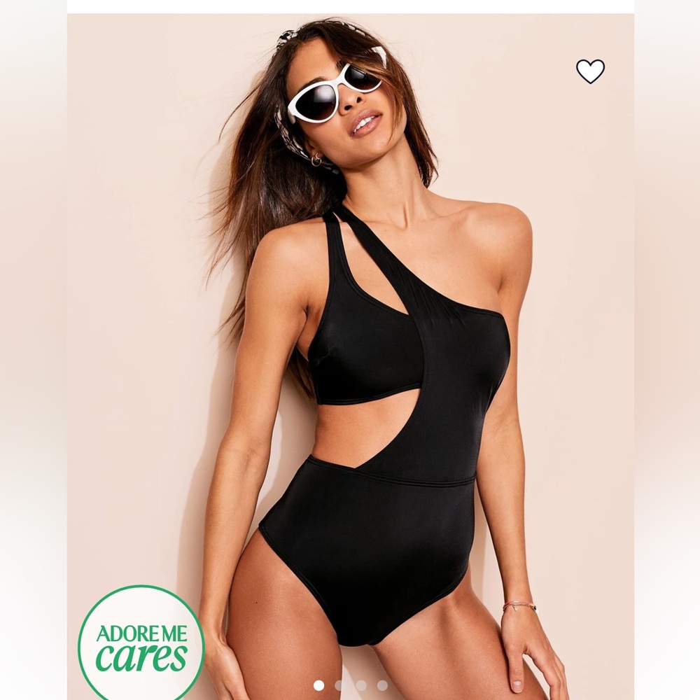 ADORE ME Alaine Contour Black Cutout One Piece shoulder Bathing Suit SZ XL NEW